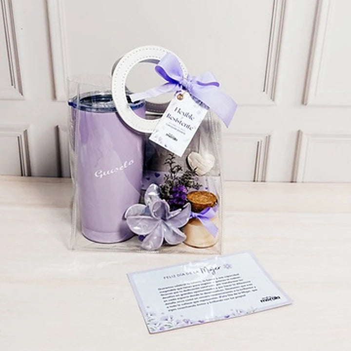 Bolsa Transparente con Termo y Vela de Gratitud