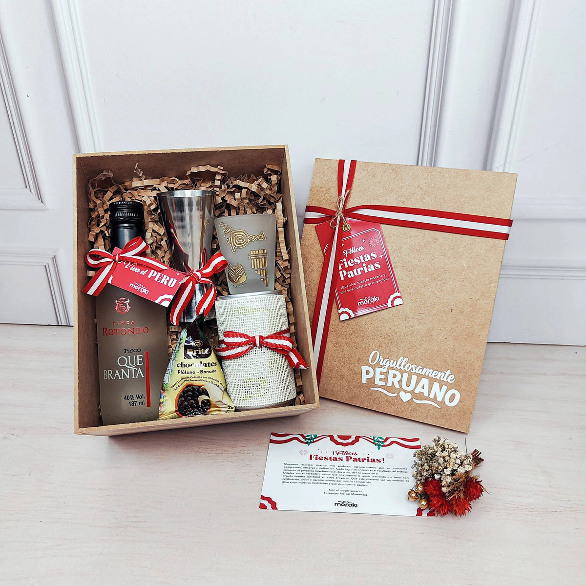 Box MDF con Pisco y Flores Secas