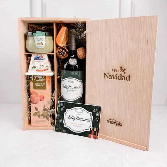 Box de Pino con Vino y Queso
