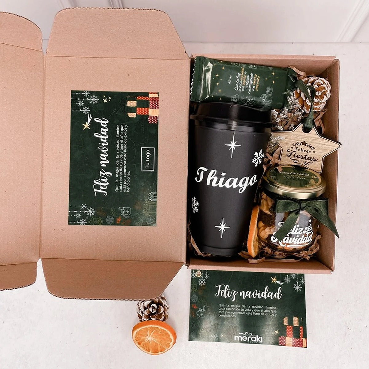 Box Kraft Vaso y Dulzura Navideña