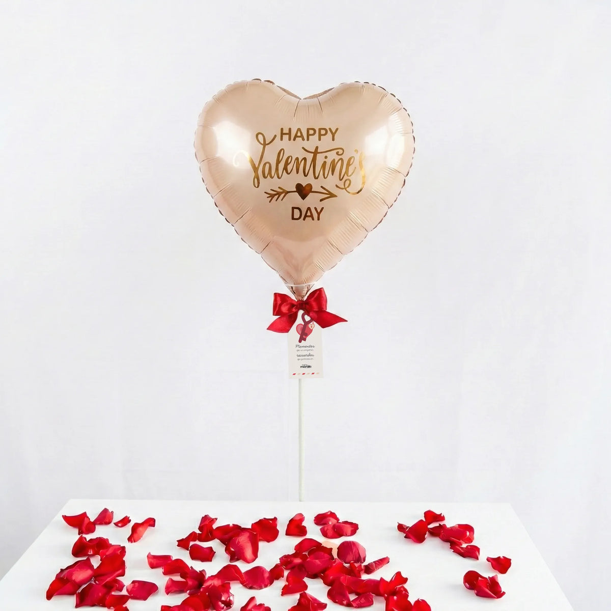Globo Corazón Rosa Bebé con Tarjeta Dedicatoria