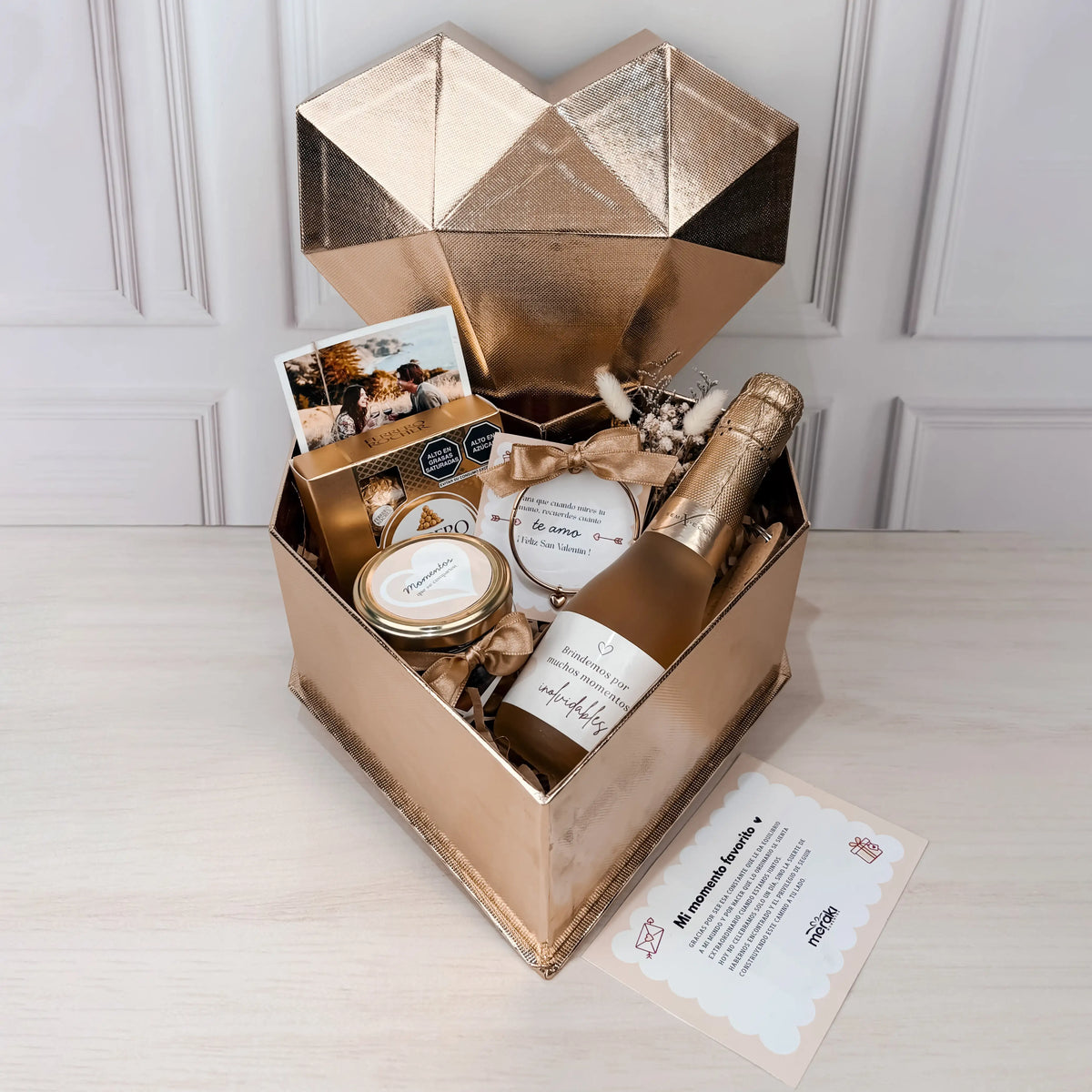 Box Corazón Rose Gold: Brindis & Amor