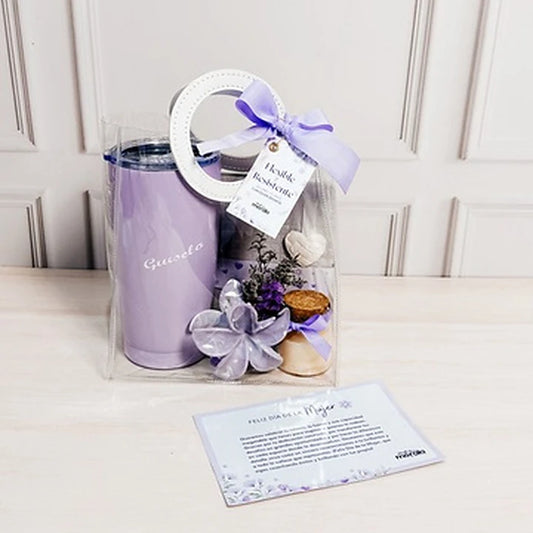 Bolsa Transparente con Termo y Vela de Gratitud