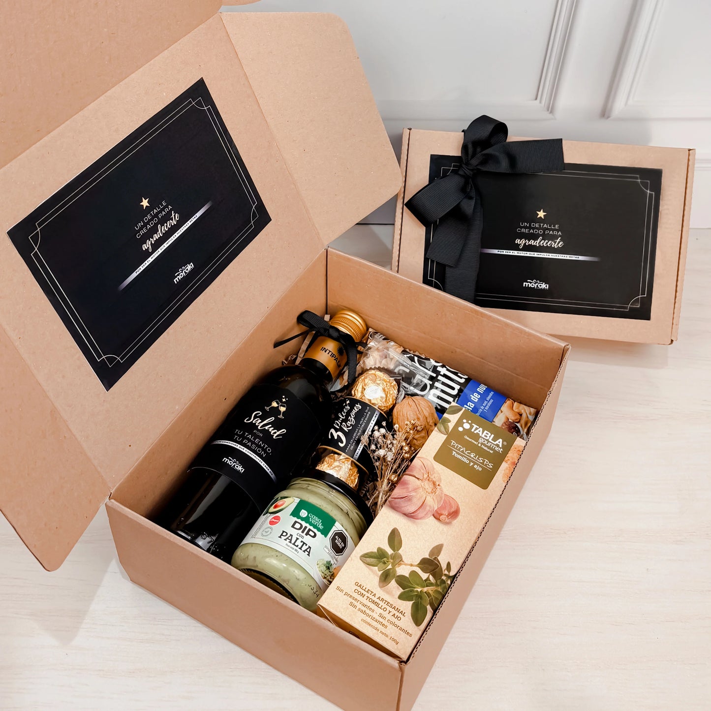 Caja gourmet con vino