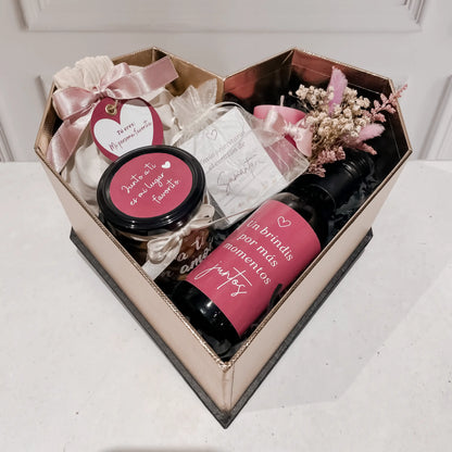 Box Corazón Premium: Brindis & Sintonía
