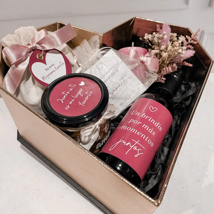 Box Corazón Premium: Brindis & Sintonía