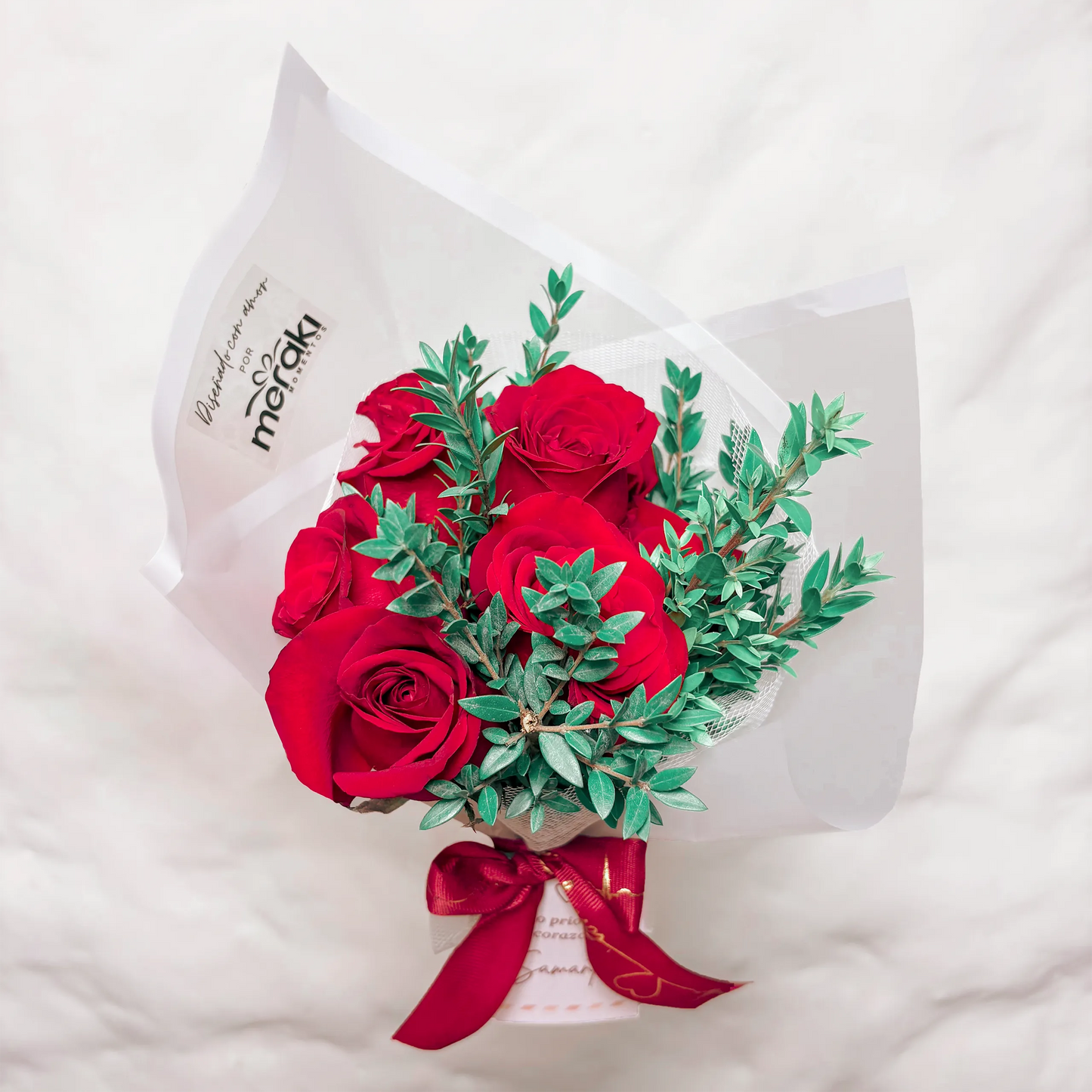 Pack Mini Ramo 6 Rosas & Dedicatoria